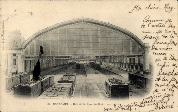 Postcard Bordeaux-Gironde, Gare du Midi