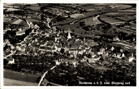 Postcard Neudenau an der Jagst, aerial photograph