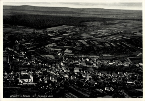 Postcard Zeutern Ubstadt Weiher in Baden, aerial photograph