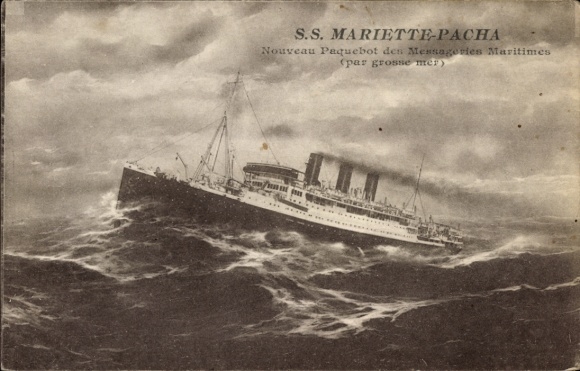 Postkaart Messageries Maritimes, MM, stoomschip SS Mariette-Pacha