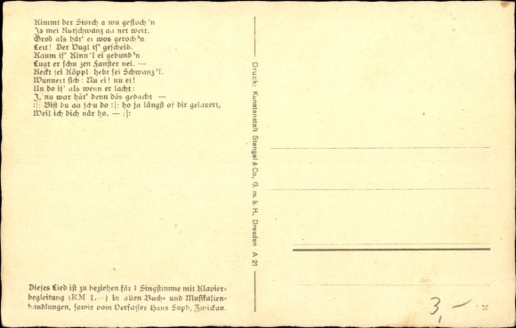 Song Postcard Soph, Hans, Erzgebirge dialect no. 5, The Rudtail