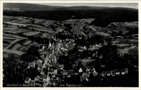 Postcard Spechbach in Württemberg, aerial photograph