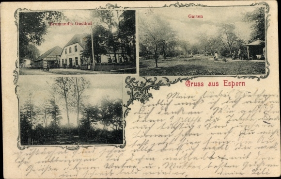 Postcard Espern Apen in Oldenburg Ammerland, inn, garden area