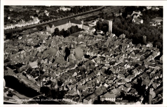 Postcard Hann. Münden in Lower Saxony, aerial photograph