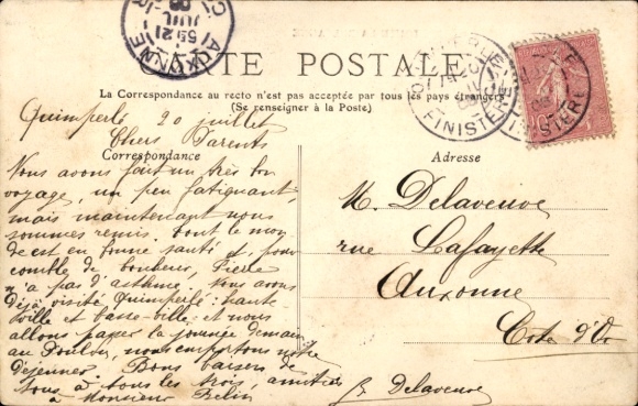 Postcard Quimperlé Finistère, Sur l'Isolle