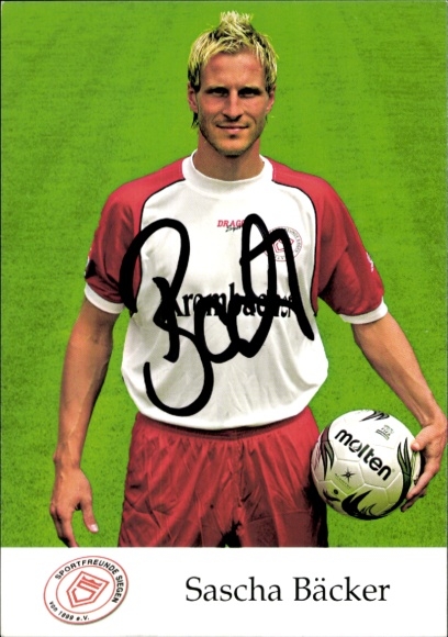 Autograph card footballer Sascha Bäcker, Sportfreunde Siegen, autograph