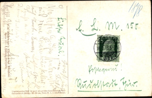 Artist Postcard Delaroche, P., Napoleon Bonaparte in Fontainebleau, March 31, 1814, Ackermann 1801 b