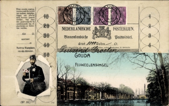 Postcard Gouda Zuid-Holland Netherlands, Fluweelensingel, Postman