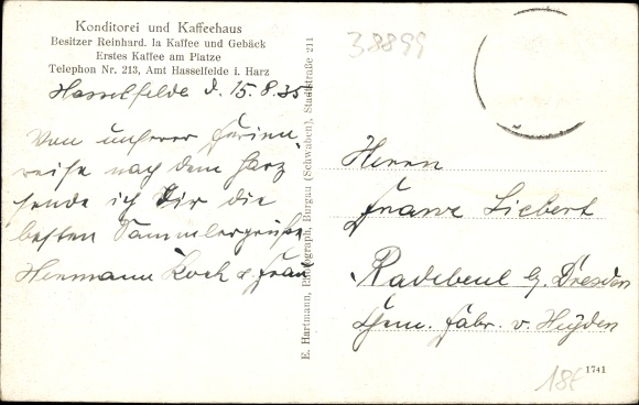 Ak Hasselfelde Oberharz am Brocken, Konditorei und Kaffeehaus, Auto