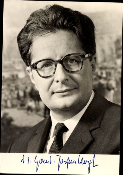 Photo Dr. Hans Jochen Vogel, Federal Minister of Justice, portrait, autograph