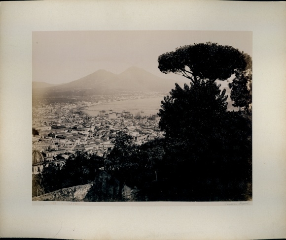 Photo circa 1880, Napoli Naples Campania, Panorama, Mount Vesuvius, view across the bay