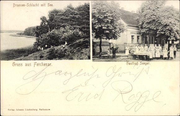 Postcard Ferchesar in Havelland, Dransee Gorge, Gasthof Seeger