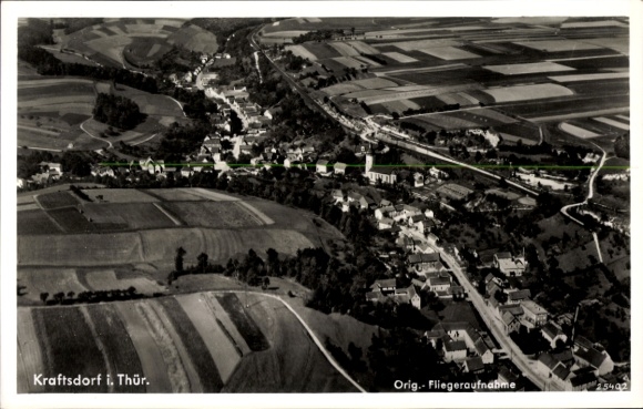 Postcard Kraftsdorf in Thuringia, aerial photograph