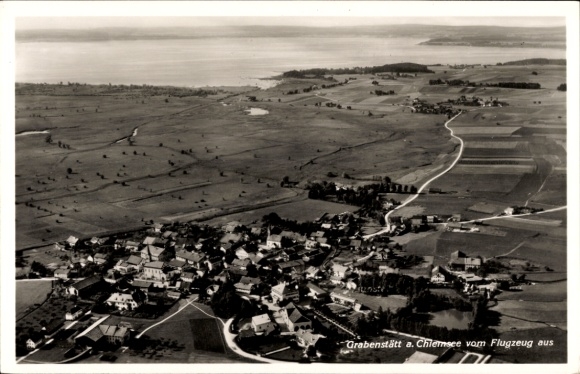 Postcard Grabenstätt in Upper Bavaria, aerial photograph