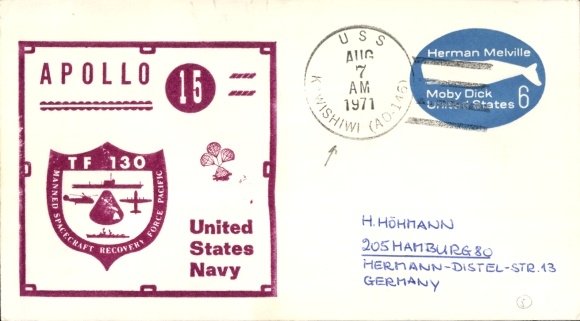 Brief Raumfahrt USA, Apollo 15, TF 130, USS Kawishiwi