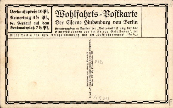 Postcard Berlin Tiergarten, Victory Column, The Iron Hindenburg, Soldiers, Nailing, War Aid
