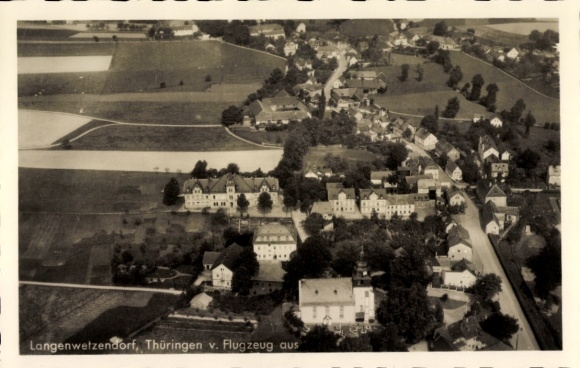 Ak Langenwetzendorf in Thüringen, Fliegeraufnahme