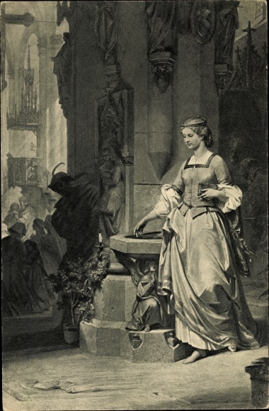 Kunstenaar Ak Kreling, Faust, Margarete in de kerk