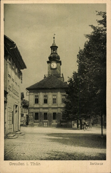 Ak Greußen Thüringen, Rathaus, Marktplatz, Geschäftshaus Carl Winkelmann