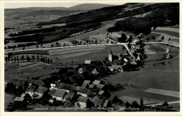 Postcard Waldeck in the Fichtelgebirge Kemnath in the Upper Palatinate, aerial photograph