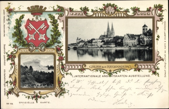 Ganzsachen Wappen Ak Regensburg an der Donau Oberpfalz, Int. Ansichtskarten Ausstellung
