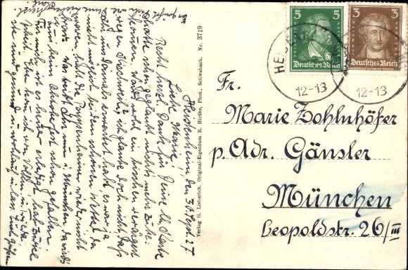Postcard Heidenheim Middle Franconia, panorama, forest office, hospital, gymnasium