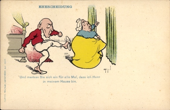 Artist Postcard Divorce, Married couple, And remember once and for all..., Caricature, Victoria