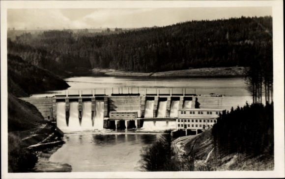 Ak Kriebstein Saksen, Zschopau Dam, dammuur