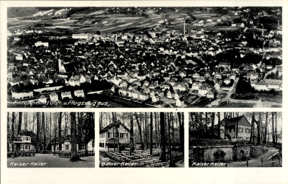 Ak Forchheim in Oberfranken Bayern, Kaiser-Keller, Fliegeraufnahme
