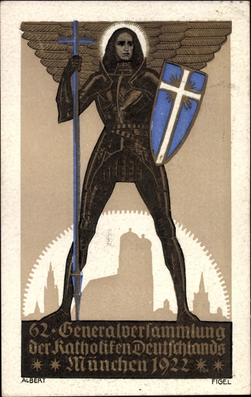 Artist PC Figel, Albert, Munich Bavaria, 62nd General Assembly of Catholics in Germany, 1922
