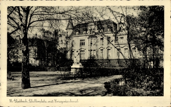 Postcard Mönchengladbach on the Lower Rhine, Schillerplatz, war memorial