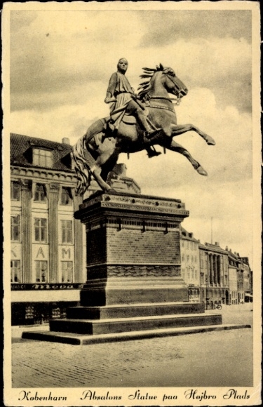 KP København Kopenhaga Dania, pomnik konny, Absalon, Kobenhavn, Hajbro Plads