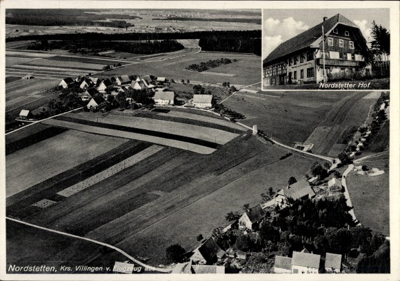 Ak Nordstetten Horb am Neckar, Luftaufnahme von  Nordstetter Hof, ländliche Landschaft
