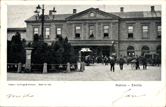 Postcard Zwolle Overijssel Netherlands, train station