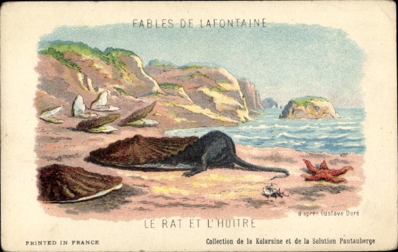 Artists Postcard Dore, Gustave, Fables de Lafontaine, Le Rat et l'huitre