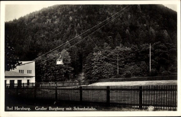 Ak Bad Harzburg am Harz,  Großer Burgberg, Schwebebahn, Landschaft