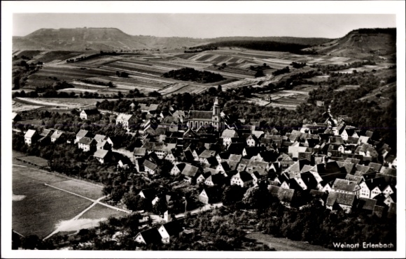 Postcard Erlenbach am Main in Lower Franconia, aerial photograph