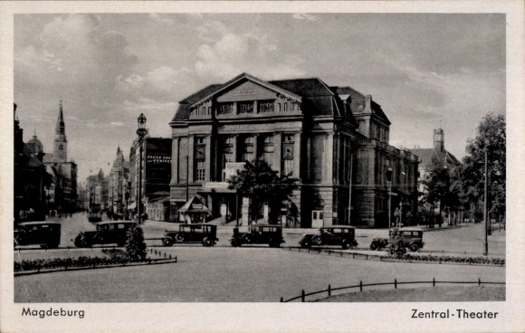 Postcard Magdeburg an der Elbe, Central Theater