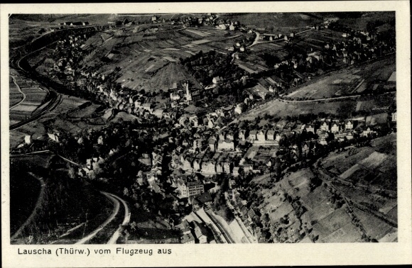 Postcard Lauscha in Thuringia, aerial photograph