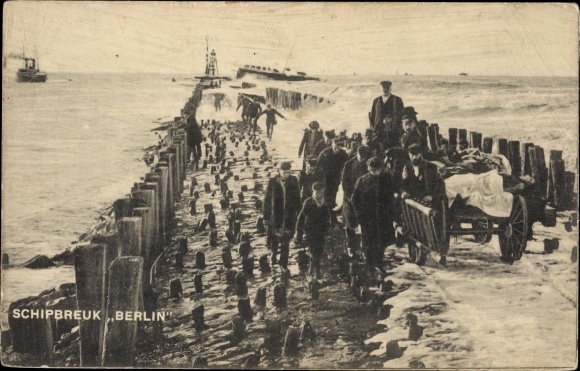 Postcard Shipwreck Berlin, Kapitein Jansen, Reddingsbrigade, Schiffbruch, Rettungsbrigade