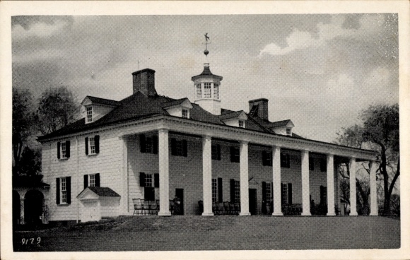 Ak Mount Vernon Virginia USA, Historisches Gebäude, Säulenarchitektur, Wohnhaus von Washington