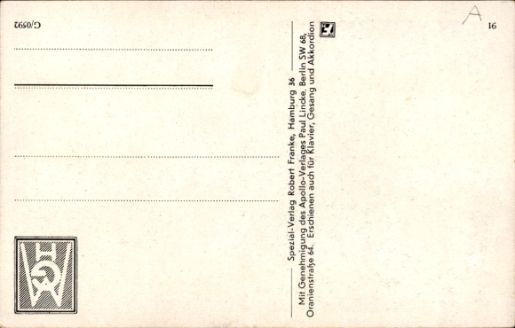 Song Postcard Gerda Ursula Marie, March of Wehrmacht Soldiers, Herms Niel