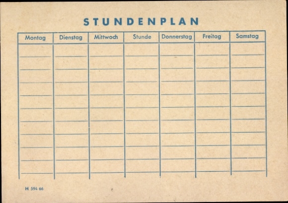 Stundenplan Österreich Schulhefte von HJ - Junge mit Schulranzen um 1960