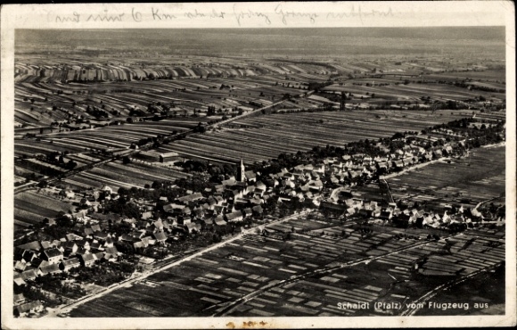 Postcard Schaidt Wörth am Rhein in the Palatinate, aerial photograph