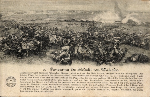 Ak Waterloo Wallonisch Brabant, Sanorama der Schlacht von Waterloo. Schlachtfeld von Waterloo ...