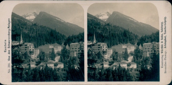 Stereo Photo Bad Gastein Badgastein in Salzburg, From the Schwarzenberg facilities