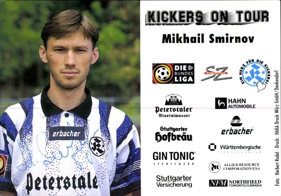 Karta autografu piłkarza Michaiła Smirnowa, SV Stuttgarter Kickers, autograf