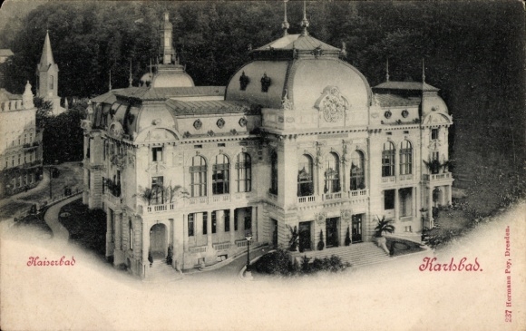 Postcard Karlsbad in Baden, Imperial Bath, architecture, by Hermann Poy, Dresden