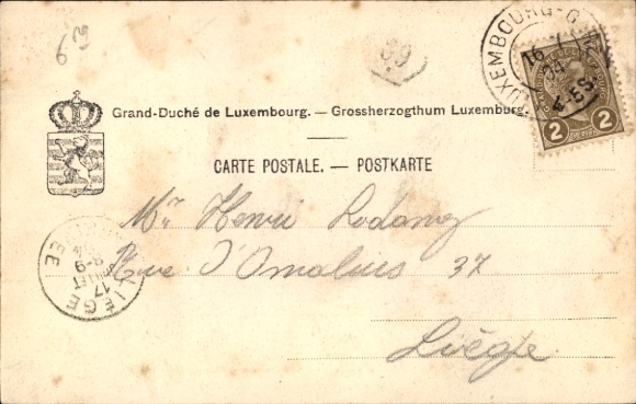 Postcard Luxembourg, return of the troops, soldiers, infantry, street view, children