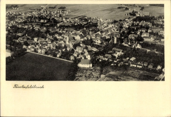 Postcard Fürstenfeldbruck in Upper Bavaria, aerial photograph of the town